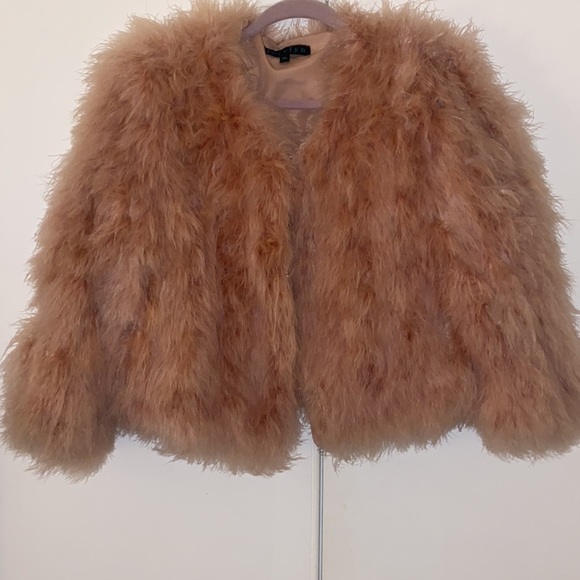 jocelyn Blush Pink Feathered Faux-Fur Utility Jacket - Picture 3 of 10
